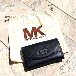 Michael Kors black leather wallet clutch/crossbody